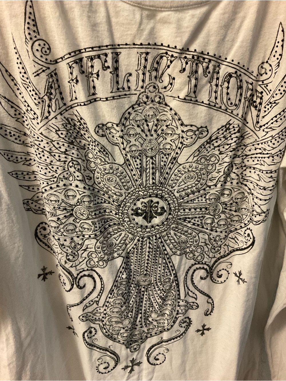 Affliction long sleeve top tee shirt white L - Picture 2 of 7